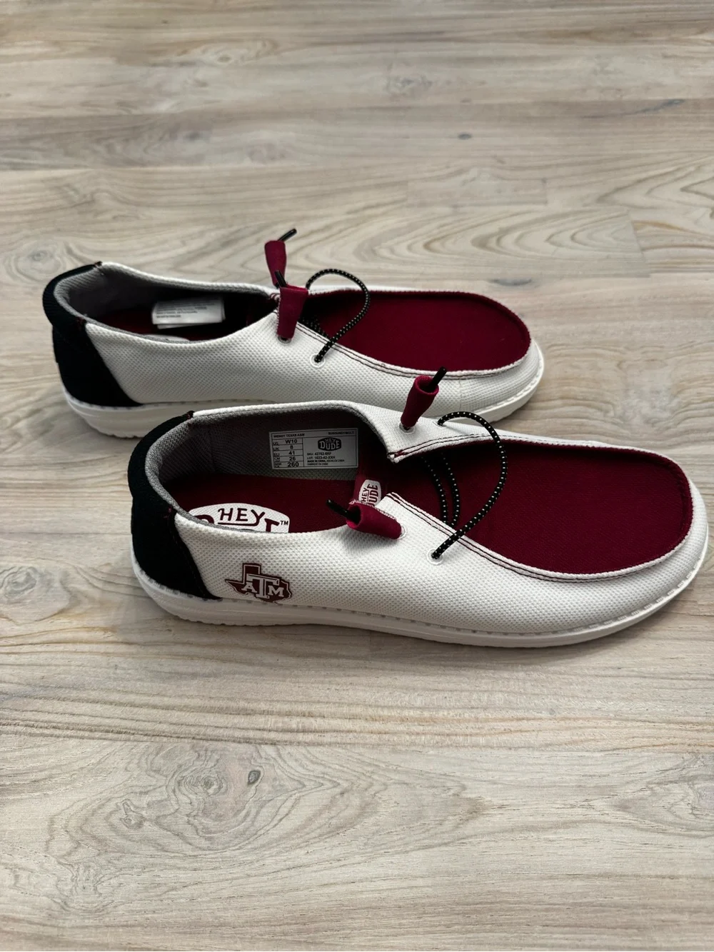 Hey Dude Texas A&M Women’s Shoes in Red and White